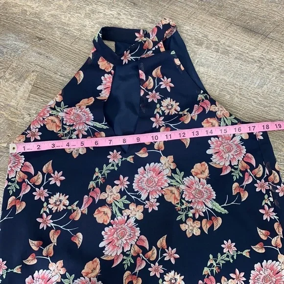 Forever 21 Floral Navy Small Halter Dress - Picture 6 of 9
